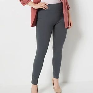 Women with Control Tummy Control Slim Leg Pull-On Waist Smoke Gray Legging Pants